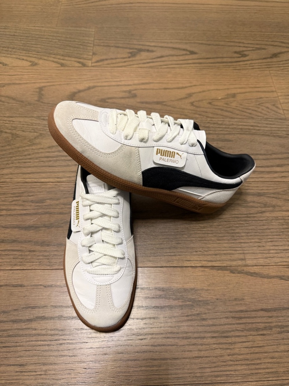 Puma Palermo Men's White, Black & Gum Low-Top Sneakers